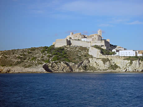Old town of ibiza seen from the sea photo