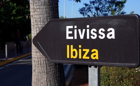 Road direction sign indicating ibiza eivissa photo