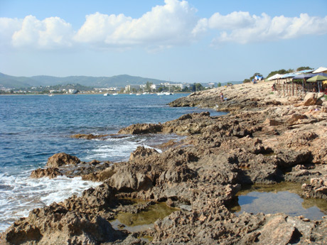 Rocky beach ibiza spain photo